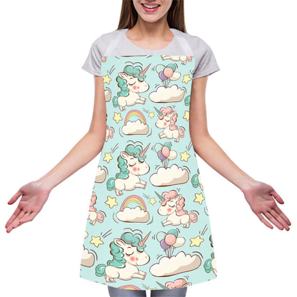 Cute Rainbow Unicorn Pattern Print Adjustable Apron