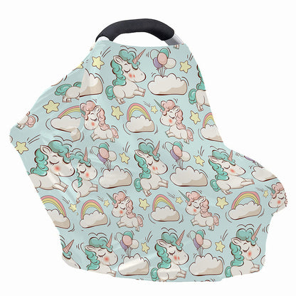 Cute Rainbow Unicorn Pattern Print Baby Seat Cover