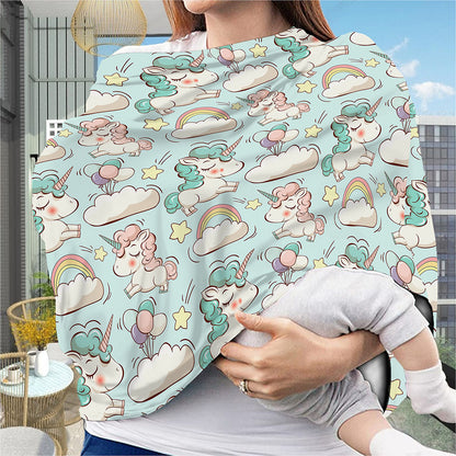 Cute Rainbow Unicorn Pattern Print Baby Seat Cover