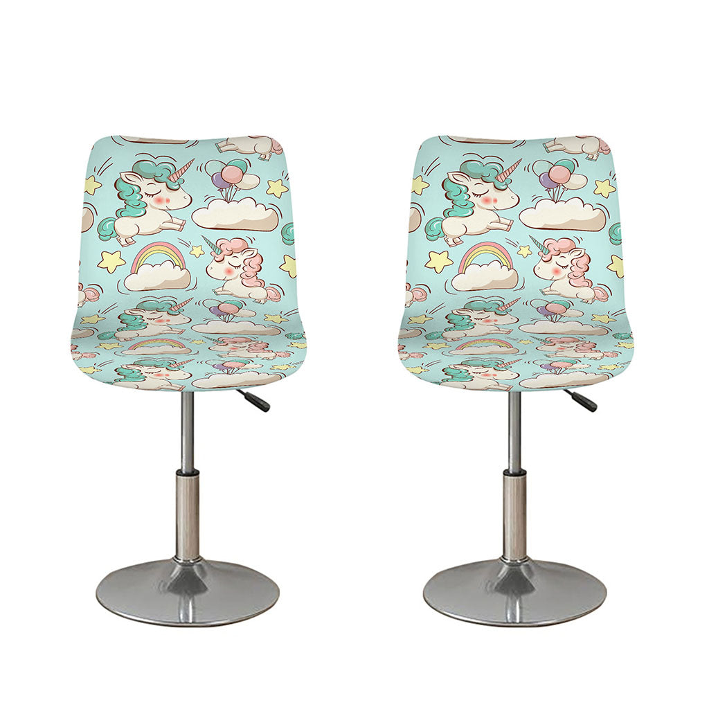 Cute Rainbow Unicorn Pattern Print Bar Stool Covers