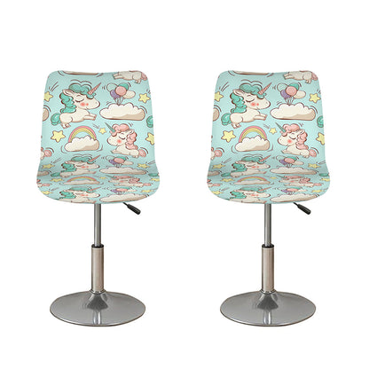 Cute Rainbow Unicorn Pattern Print Bar Stool Covers