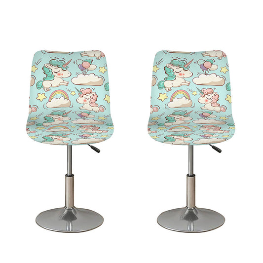 Cute Rainbow Unicorn Pattern Print Bar Stool Covers