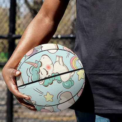 Cute Rainbow Unicorn Pattern Print Basketball