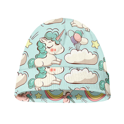 Cute Rainbow Unicorn Pattern Print Beanie