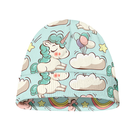 Cute Rainbow Unicorn Pattern Print Beanie