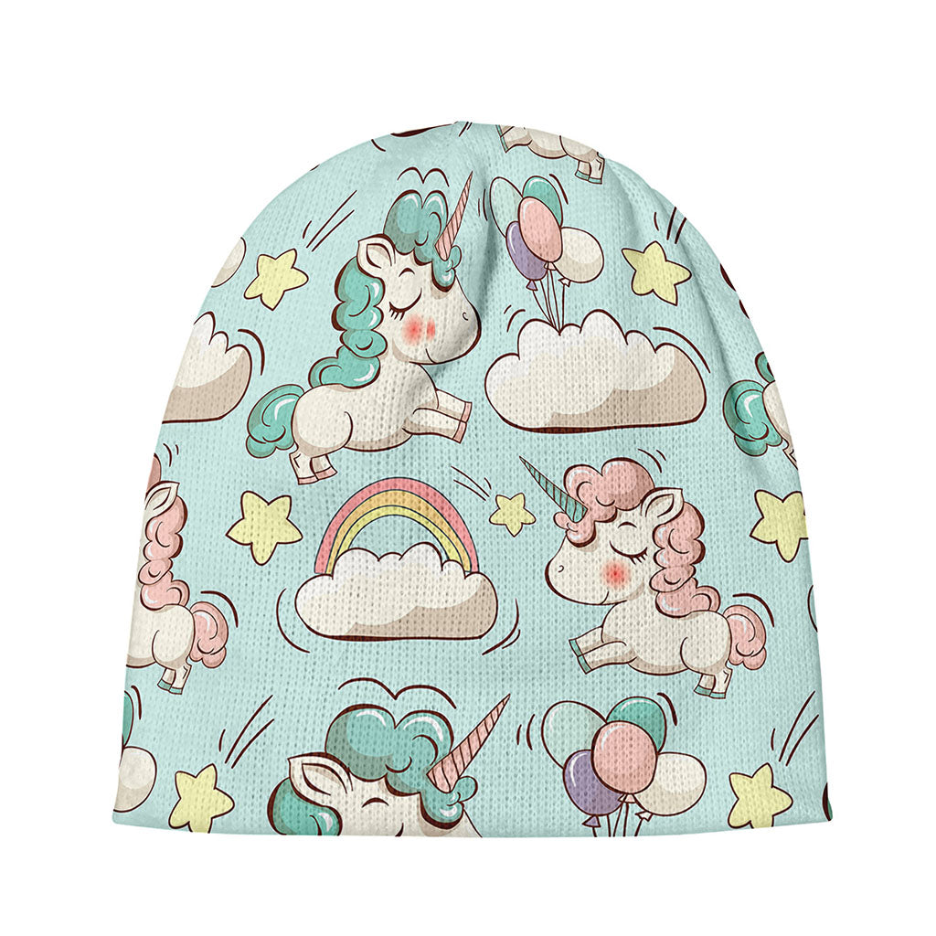 Cute Rainbow Unicorn Pattern Print Beanie