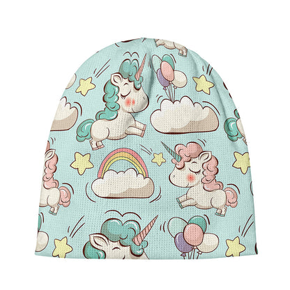 Cute Rainbow Unicorn Pattern Print Beanie