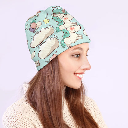Cute Rainbow Unicorn Pattern Print Beanie