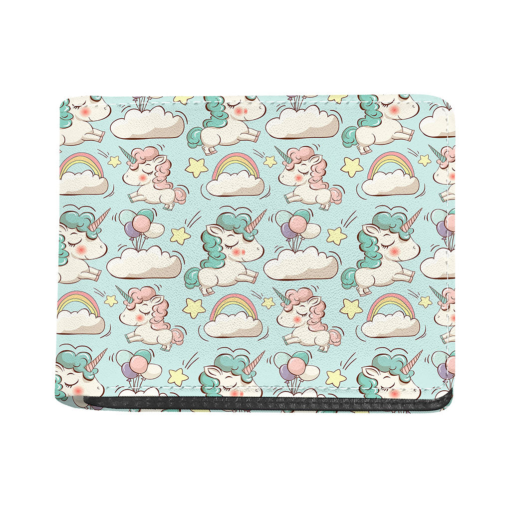 Cute Rainbow Unicorn Pattern Print Bifold Wallet