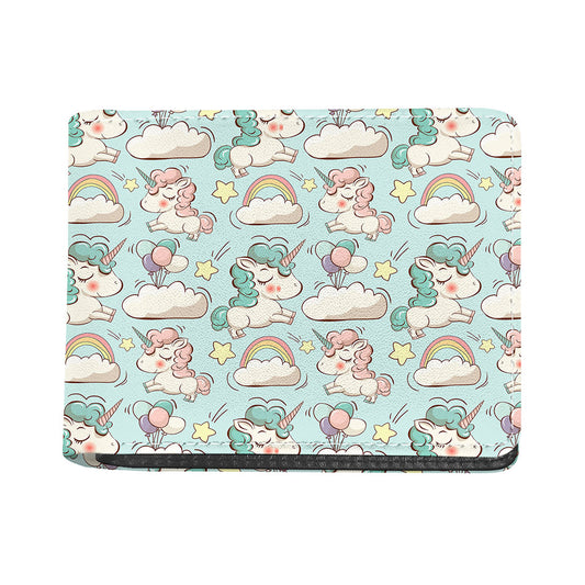Cute Rainbow Unicorn Pattern Print Bifold Wallet