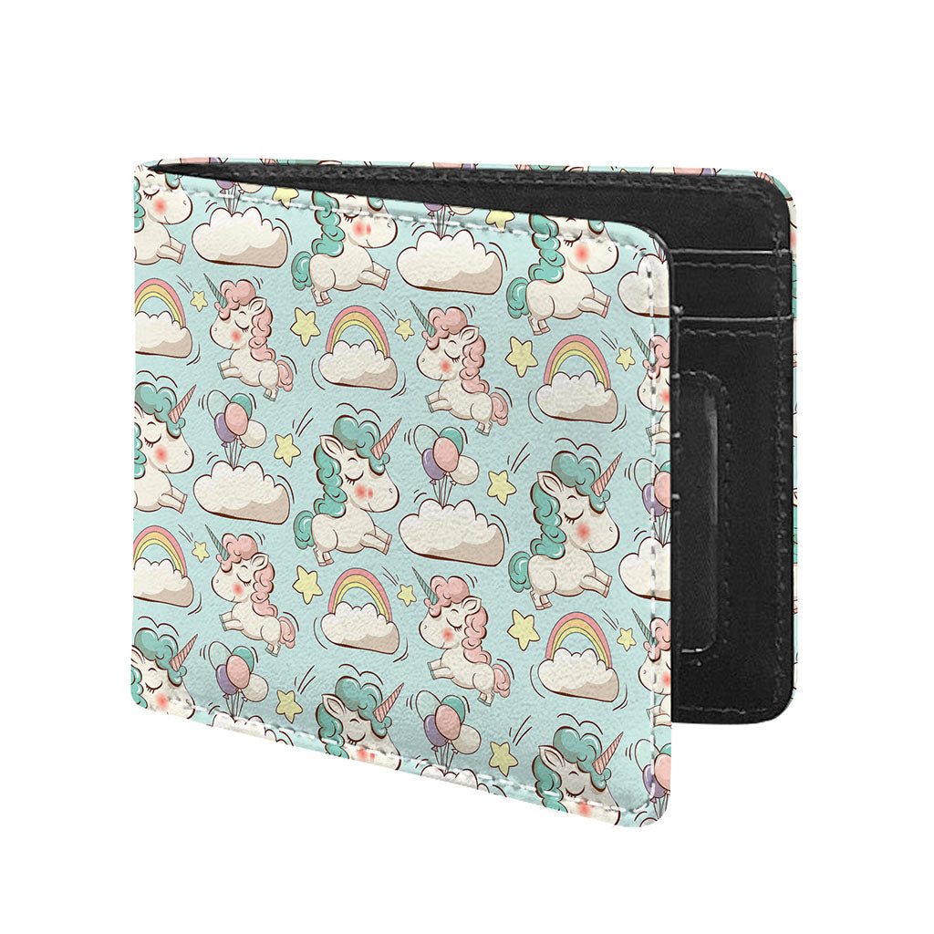 Cute Rainbow Unicorn Pattern Print Bifold Wallet