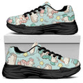 Cute Rainbow Unicorn Pattern Print Black Chunky Shoes