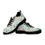 Cute Rainbow Unicorn Pattern Print Black Running Shoes