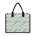 Cute Rainbow Unicorn Pattern Print Canvas Tote Bag