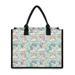 Cute Rainbow Unicorn Pattern Print Canvas Tote Bag