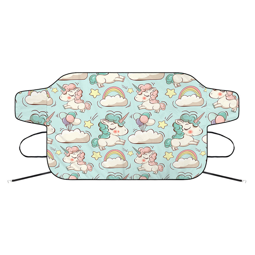 Cute Rainbow Unicorn Pattern Print Car Windshield Snow Cover