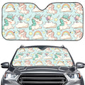 Cute Rainbow Unicorn Pattern Print Car Windshield Sun Shade
