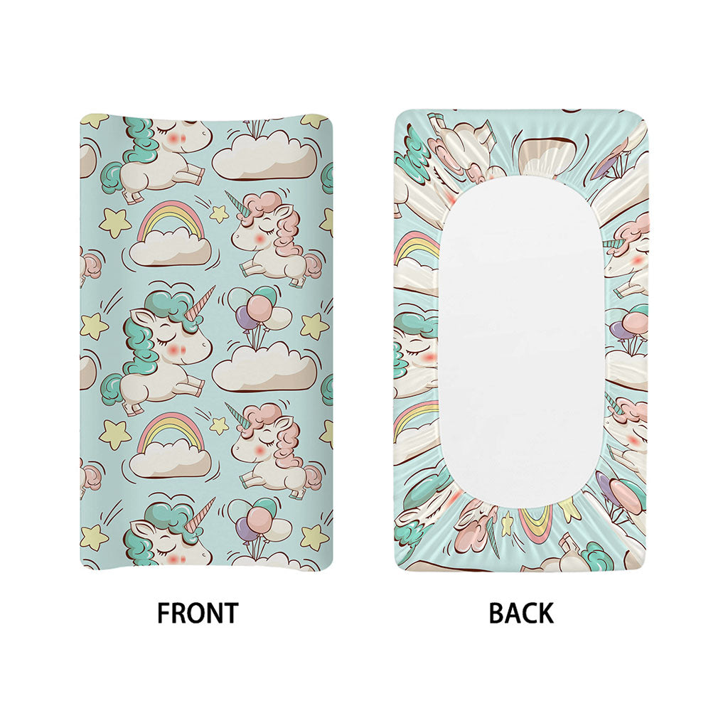 Cute Rainbow Unicorn Pattern Print Changing Pad Cover