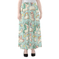 Cute Rainbow Unicorn Pattern Print Chiffon Maxi Skirt