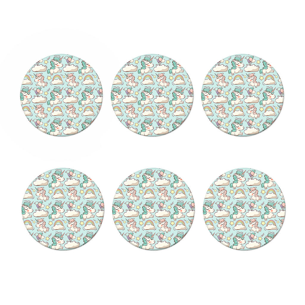 Cute Rainbow Unicorn Pattern Print Coaster Set