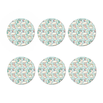 Cute Rainbow Unicorn Pattern Print Coaster Set
