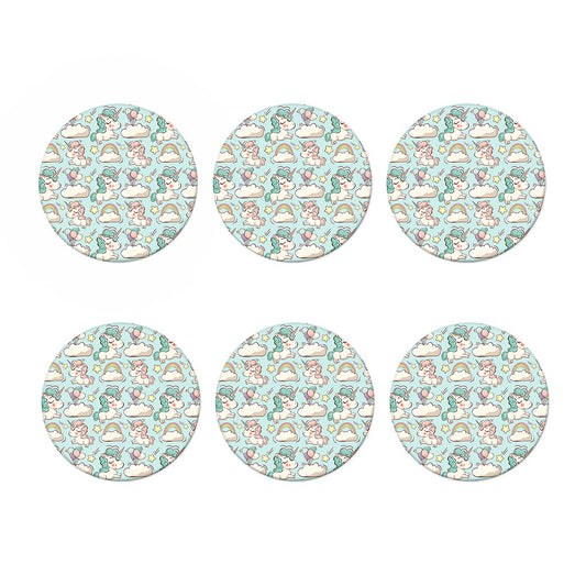 Cute Rainbow Unicorn Pattern Print Coaster Set