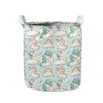 Cute Rainbow Unicorn Pattern Print Collapsible Laundry Basket