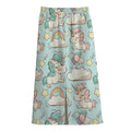 Cute Rainbow Unicorn Pattern Print Cotton Front Slit Maxi Skirt