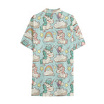 Cute Rainbow Unicorn Pattern Print Cotton Hawaiian Shirt