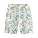 Cute Rainbow Unicorn Pattern Print Cotton Shorts