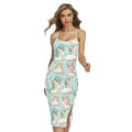 Cute Rainbow Unicorn Pattern Print Cross Back Cami Dress