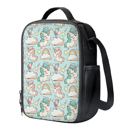 Cute Rainbow Unicorn Pattern Print Crossbody Lunch Bag