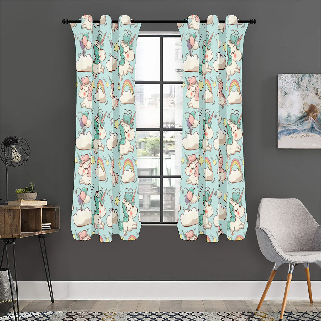 Cute Rainbow Unicorn Pattern Print Curtain