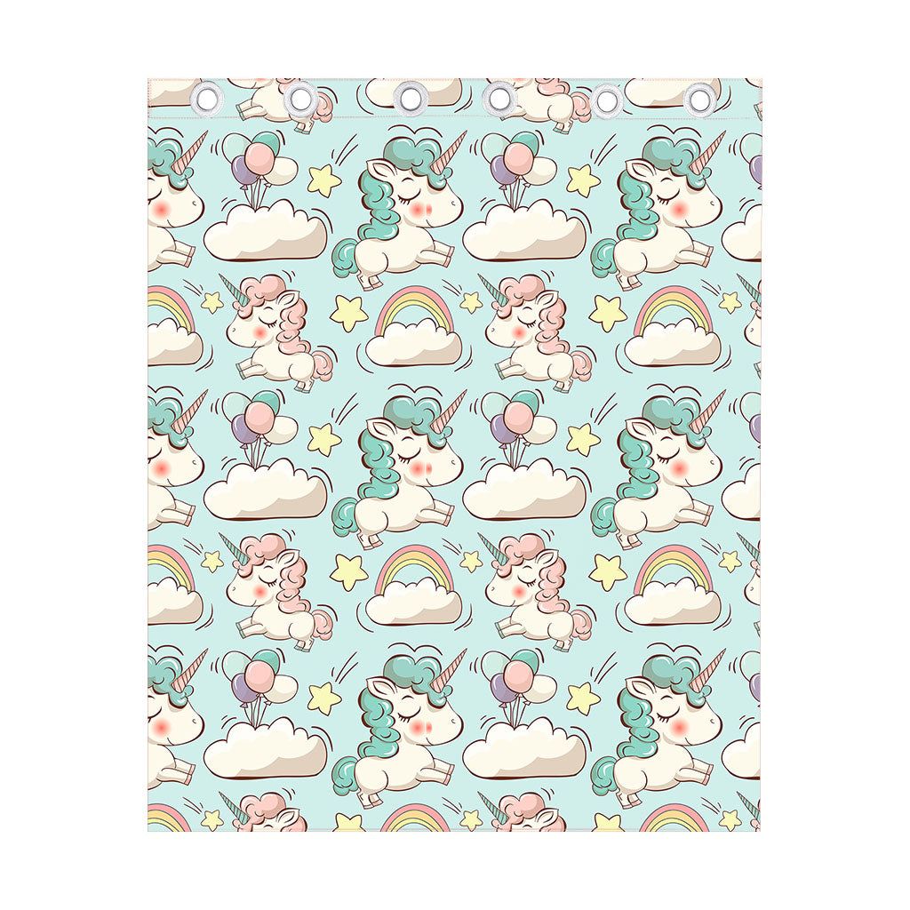 Cute Rainbow Unicorn Pattern Print Curtain