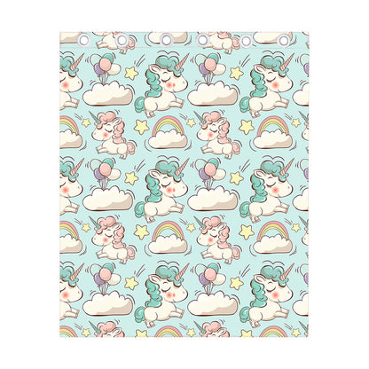 Cute Rainbow Unicorn Pattern Print Curtain