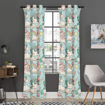 Cute Rainbow Unicorn Pattern Print Curtain