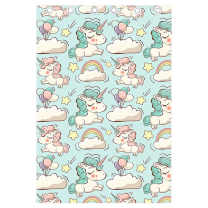 Cute Rainbow Unicorn Pattern Print Curtain