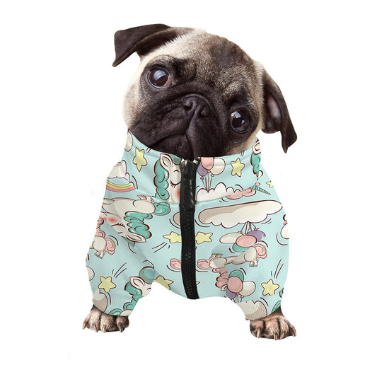 Cute Rainbow Unicorn Pattern Print Dog Zip Up Jacket