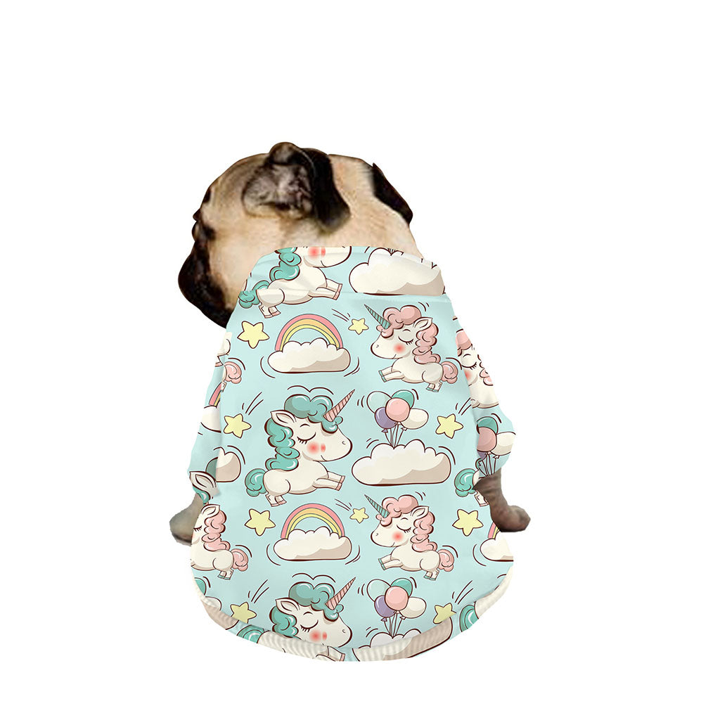 Cute Rainbow Unicorn Pattern Print Dog Zip Up Jacket