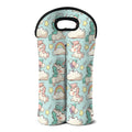 Cute Rainbow Unicorn Pattern Print Double Neoprene Wine Tote