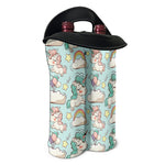 Cute Rainbow Unicorn Pattern Print Double Neoprene Wine Tote