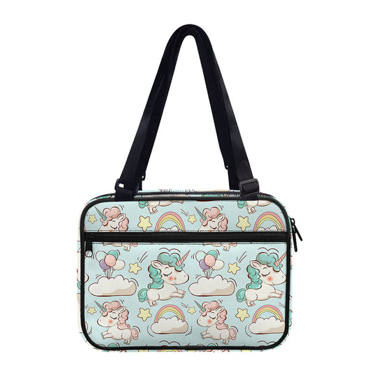 Cute Rainbow Unicorn Pattern Print Double Strap Bible Bag