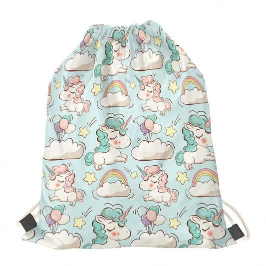 Cute Rainbow Unicorn Pattern Print Drawstring Bag