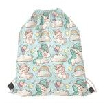 Cute Rainbow Unicorn Pattern Print Drawstring Bag