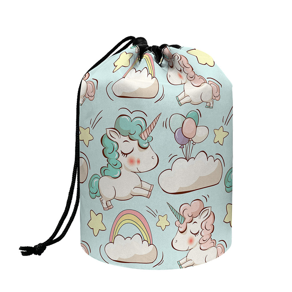 Cute Rainbow Unicorn Pattern Print Drawstring Makeup Bag