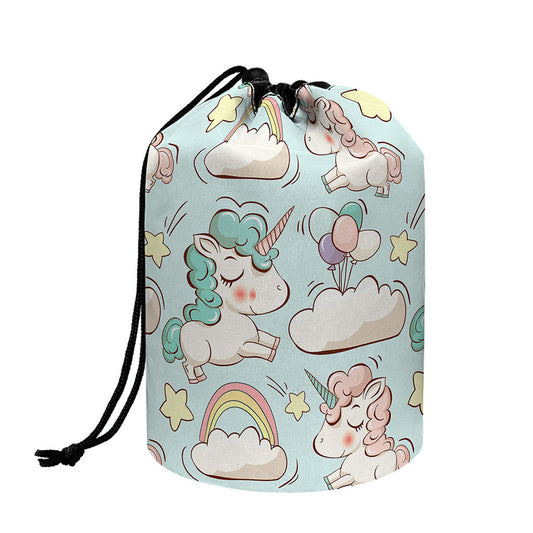 Cute Rainbow Unicorn Pattern Print Drawstring Makeup Bag