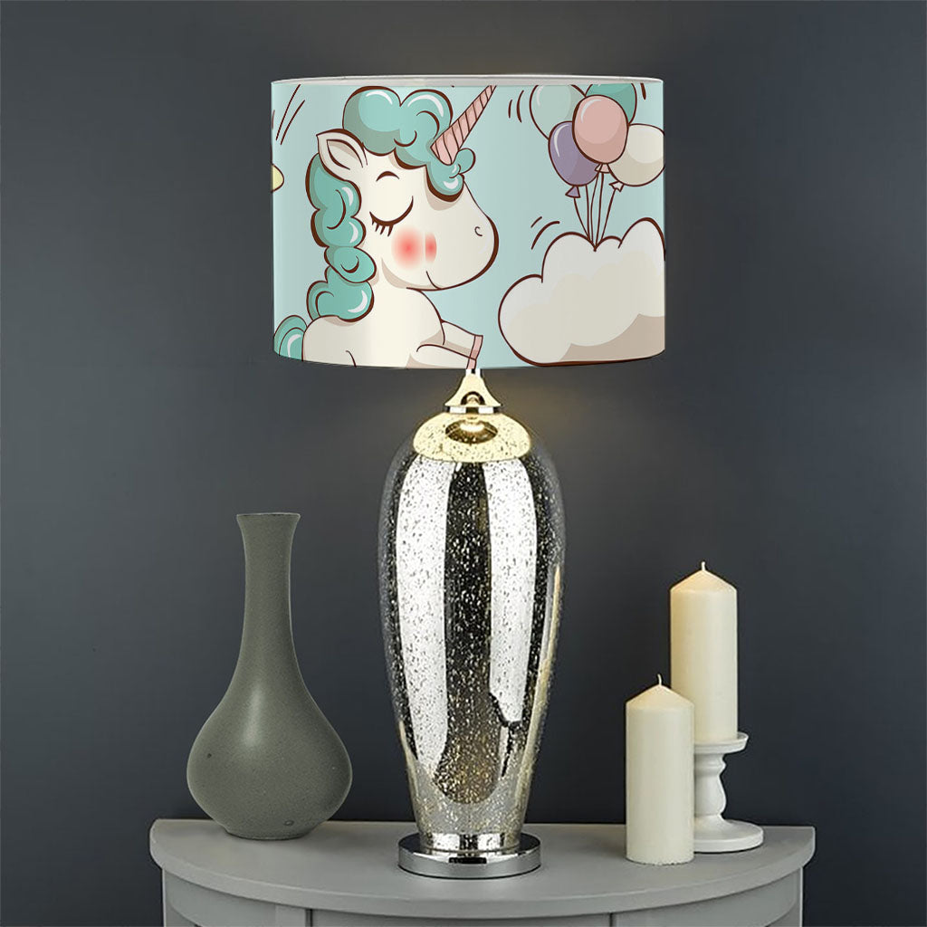 Cute Rainbow Unicorn Pattern Print Drum Lamp Shade