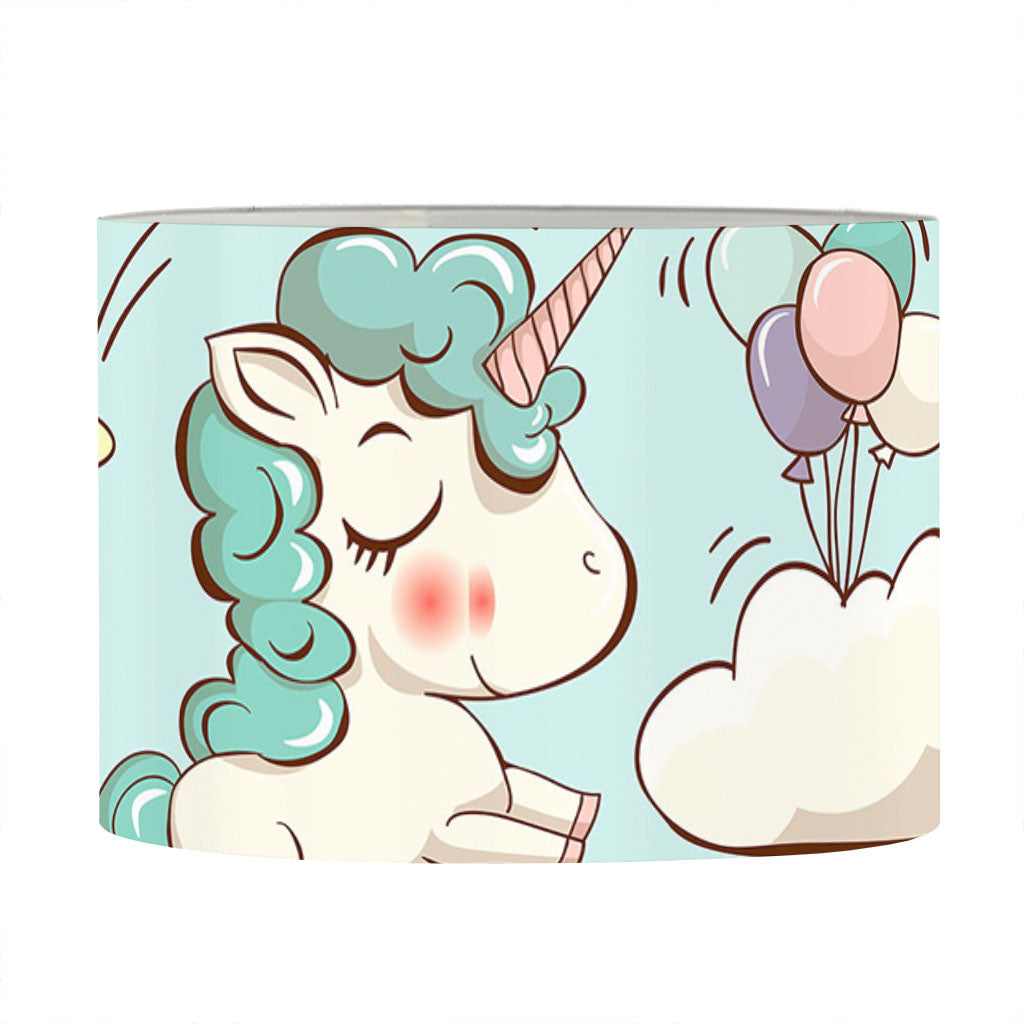 Cute Rainbow Unicorn Pattern Print Drum Lamp Shade