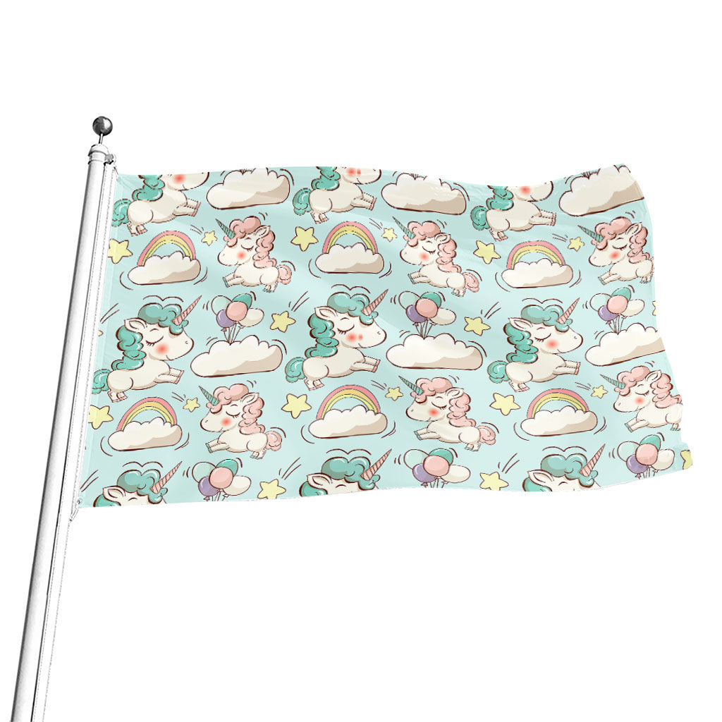 Cute Rainbow Unicorn Pattern Print Flag