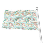 Cute Rainbow Unicorn Pattern Print Flag